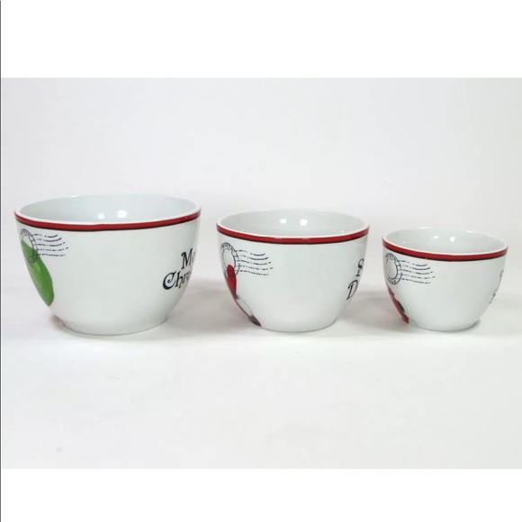 Fitz and Floyd LETTERS TO SANTA 4" 5" 6" Nesting Bowl Set 3Pc - Picture 9 of 9
